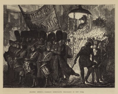 Grafisches Amerika, Tammany Demokratische Prozession in New York von Arthur Boyd Houghton