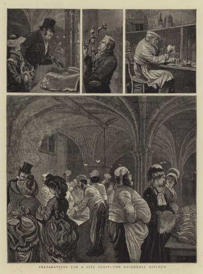 Vorbereitungen für ein Stadtfest, die Küche der Guildhall von Arthur Boyd Houghton