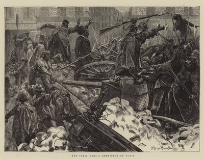 Der Pariser Mob, eine Barrikade in Paris von Arthur Boyd Houghton