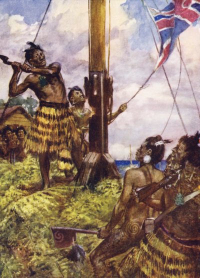 Heke fällt den Fahnenmast in Kororareka von Arthur David McCormick