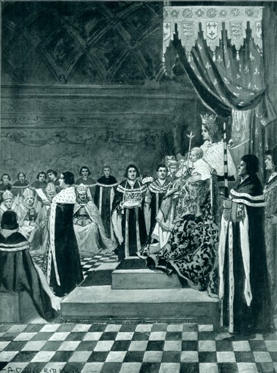 Heinrich VI. eröffnet das Parlament mit seiner Mutter von Arthur David McCormick