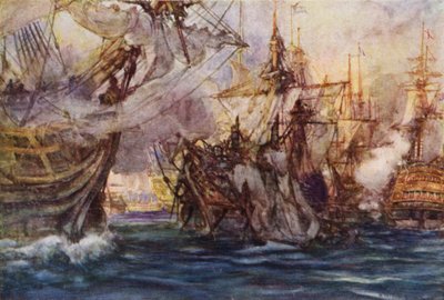 Der Beginn der Schlacht am Nil, die Zealous umkreist die Guerrier von Arthur David McCormick
