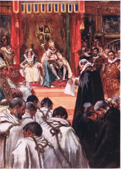 Sie sollten dem Kaiser demütig um Vergebung bitten, Illustration aus Romance of History: The Netherlands, 1920er Jahre von Arthur David McCormick