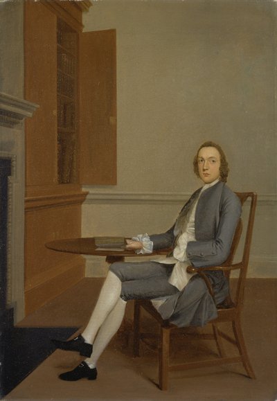 Ein unbekannter Mann sitzt an einem Tisch, um 1744-46 von Arthur Devis