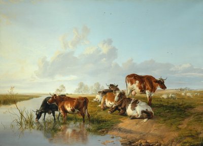 Landschaft mit Vieh in der Nähe von Wool, Dorset von Arthur Douglas Peppercorn