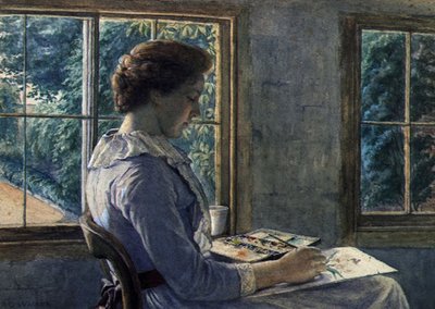 Frau beim Malen von Arthur George Walker