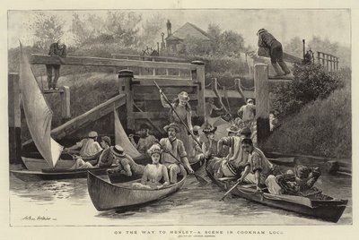 Auf dem Weg nach Henley, eine Szene in Cookham Lock von Arthur Hopkins
