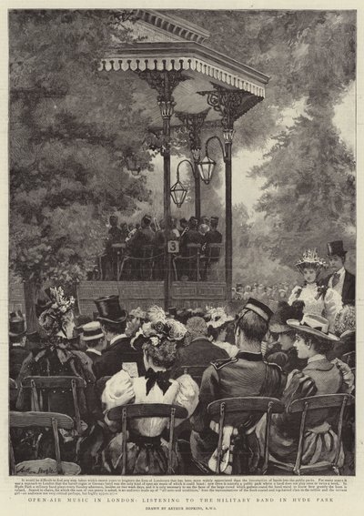 Freiluftmusik in London, Zuhören der Militärkapelle im Hyde Park von Arthur Hopkins