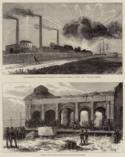 Die Explosion der Raketenfabrik im Woolwich Arsenal von Arthur Hopkins