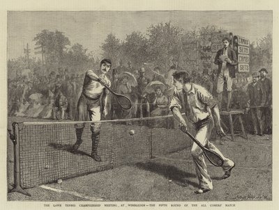 Die Lawn-Tennis-Meisterschaft in Wimbledon, die fünfte Runde des All-Comers-Matches von Arthur Hopkins