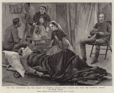 Die Nil-Expedition zur Rettung von General Gordon, Fünf-Uhr-Tee mit den Krankenschwestern im Wady Halfa von Arthur Hopkins