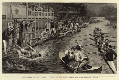Die Oxford Summer Eights, eine Szene auf dem Fluss nach dem letzten Abendrennen von Arthur Hopkins