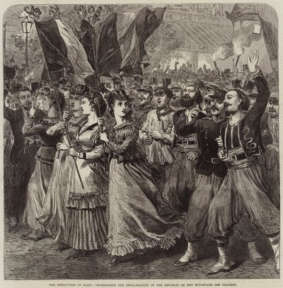 Die Revolution in Paris, Feier der Proklamation der Republik auf dem Boulevard des Italiens von Arthur Hopkins