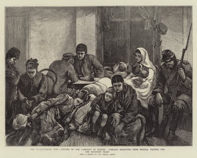 Der Russisch-Türkische Krieg, Eröffnung der Kampagne in Europa, Familien migrieren aus Ibraila und warten auf den Mitternachtszug von Arthur Hopkins