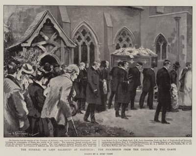 Das Begräbnis von Lady Salisbury in Hatfield, der Prozession von der Kirche zum Grab von Arthur Kemp Tebby
