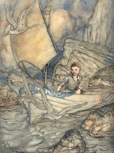Die Zukunft eines Kindes, Illustration aus The Springtide of Life: Poems of Childhood von Algernon Charles Swinburne, 1918 von Arthur Rackham