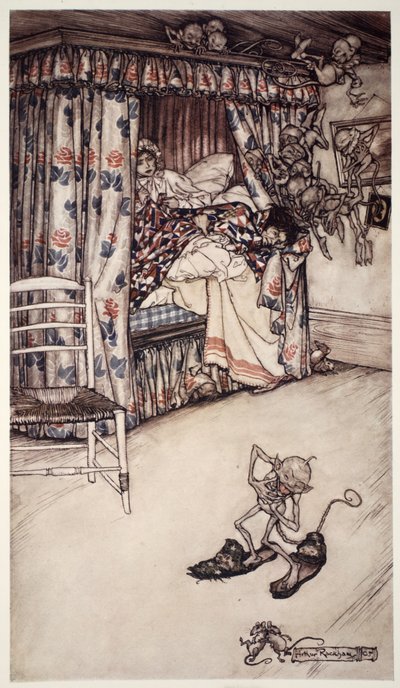 Eine Vorhangpredigt ist besser als alle Predigten der Welt (aus Rip Van Winkle von Washington Irving) von Arthur Rackham