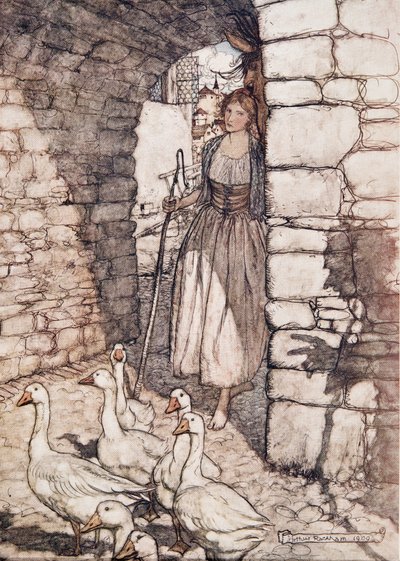 Ach! Lieber Falada, dort hängst du, aus Die Märchen der Brüder Grimm, veröffentlicht 1909 von Arthur Rackham