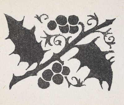 Schwarz-Weiß-Druck von Stechpalmenblättern und Beeren von Arthur Rackham