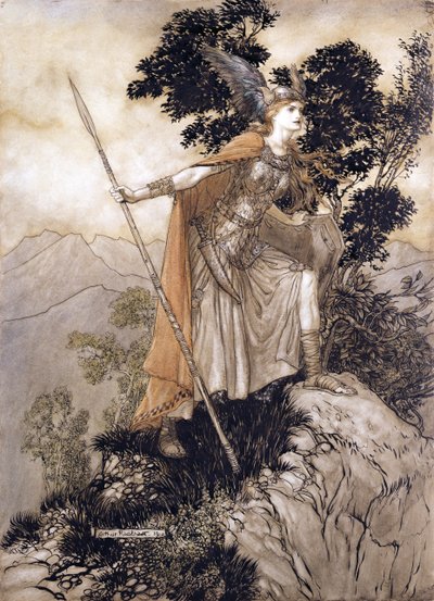 Brunhilde, Illustration aus Das Rheingold und die Walküre von Richard Wagner, 1910 von Arthur Rackham