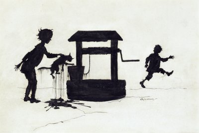 Ding Dong Bell, Illustration aus Mother Goose: The Old Nursery Rhymes, veröffentlicht 1913 von Arthur Rackham