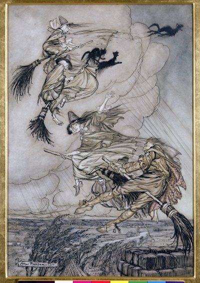 Hey! Hoch den Schornstein, Mädchen! Hey, nach dir!, Illustration in The Ingoldsby Legends of Mirth and Marvels, 1907 von Arthur Rackham