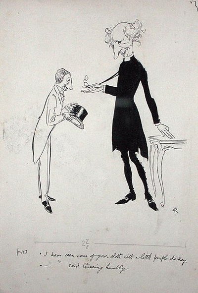 Ich habe einige Ihrer Stoffe mit einem kleinen lila Kragen gesehen... sagte Gissing demütig, Illustration aus 