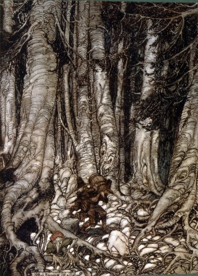Illustration von Arthur Rakham von Rip Van Winkle, einer Kurzgeschichte des amerikanischen Autors Washington Irving, erstmals veröffentlicht 1819 von Arthur Rackham