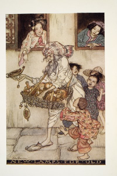 Neue Lampen für alte, aus The Arthur Rackham Fairy Book, veröffentlicht 1933 von Arthur Rackham