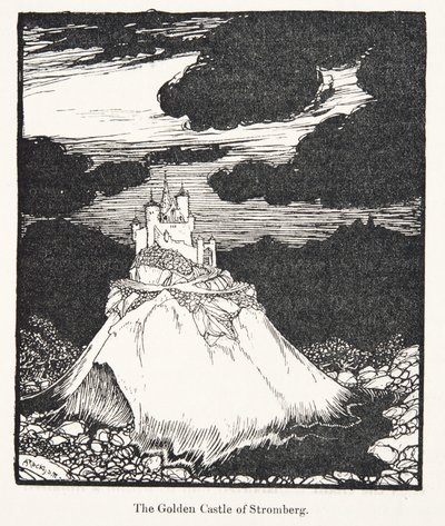 Das goldene Schloss von Stromberg, aus den Märchen der Brüder Grimm, veröffentlicht 1909 von Arthur Rackham
