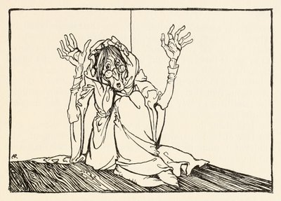 Die Hexe saß an der Wand, aus Morgans Frenzy in Irish Fairy Tales von Arthur Rackham