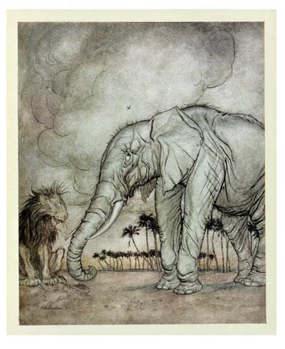 Der Löwe, Jupiter und der Elefant, Illustration aus 