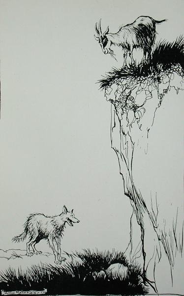 Der Wolf und die Ziege, Illustration aus 