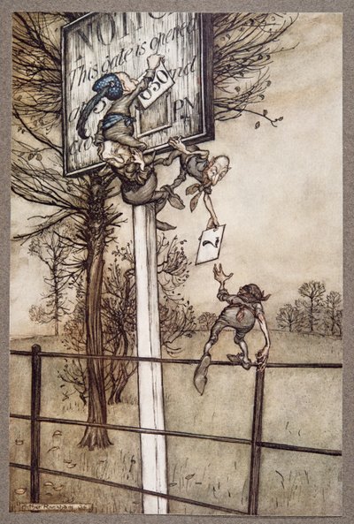 Diese listigen Feen ändern manchmal heimlich das Brett in einer Ballnacht, aus Peter Pan in Kensington Gardens von J M Barrie, veröffentlicht 1906 von Arthur Rackham