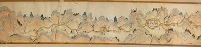 16.000. Geliefert. Ausgerichtet mit Norden nach rechts. Relief bildlich dargestellt. Vogelperspektive. Deckt den Wei-Fluss in Baoji Xian, Shanxi Sheng bis Shu Dao an der Grenze Shanxi-Sichuan ab. Zeigt Siedlungen, Rastplätze, Stationen, Gasthäuser, Tempel, von Arthur W. Hummel