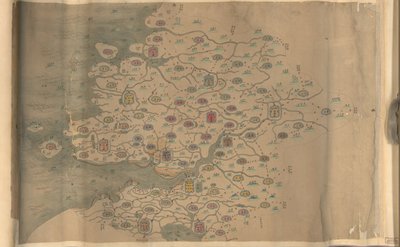 850.000 geliefert. Nach Norden ausgerichtet. Relief dargestellt bildlich. Bildkarte. Feder und Tinte und Aquarell. Zeigt Berge, Küstenlinie, Inseln und Straßen in der Provinz Zhejiang. Hummel-Kauf 1930, Nr. 35. Auch über die Website der Library of Congress von Arthur W. Hummel