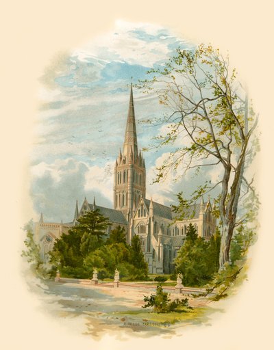Kathedrale von Salisbury, vom Bischofspalast aus von Arthur Wilde Parsons
