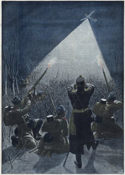 1913: An den Grenzen Galiziens, Österreicher schießen auf russische Aufklärungsflüge (Flugabwehr) von Artist Unknown