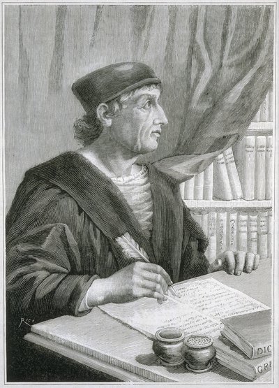 Antonio de NEBRIJA (Antonio Martinez de Cala y Xarava, Antonius Nebrissensis, Antonius Lebrixen) (1441-1522). Englischer Humanist und Grammatiker. Gravur von Artist Unknown