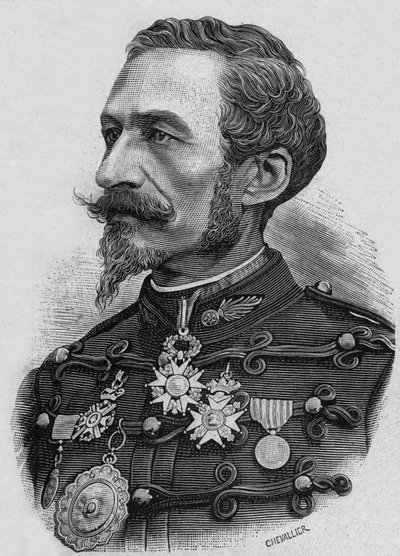 Französischer Oberst Charles Ragon de Bange (1833-1914), Erfinder in der Artillerie, Gravur von Artist Unknown