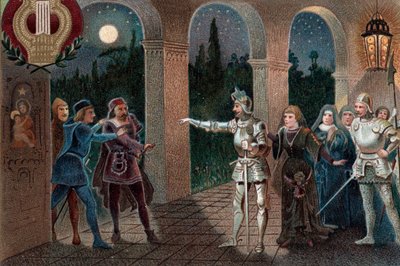 Leonora wird aus dem Kloster von Manrico entführt, Akt II Szene 5 aus der Oper "Il Trovatore" von Giuseppe Verdi von Artist Unknown