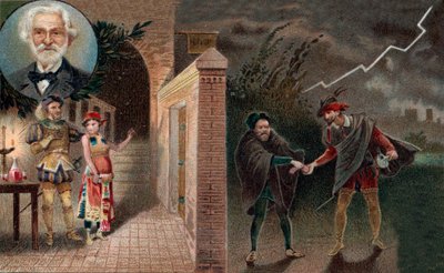 Rigoletto beauftragt Sparafucile, den Herzog zu ermorden - Akt 3 Szene 4 aus der Oper Rigoletto von Giuseppe Verdi von Artist Unknown