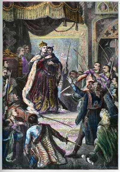Die Kaiserin Marie-Therese von Österreich empfängt während ihres Besuchs im Parlament von Bratislava den Treueeid der ungarischen Adligen von Artist Unknown