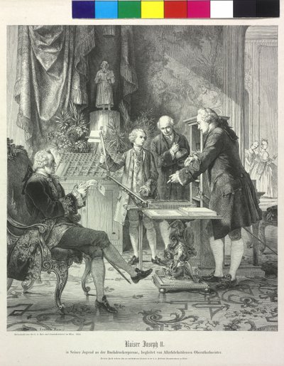 Der junge Kaiser Joseph II an der Druckerpresse von Artist Unknown