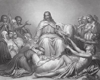Christus der Tröster, Lukas, Kap IV, V 16, 21 (Gravur) von Ary (after) Scheffer