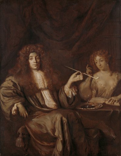 Porträt von Hadriaan Beverland mit einer Prostituierten von Ary de Vois (attributed to)