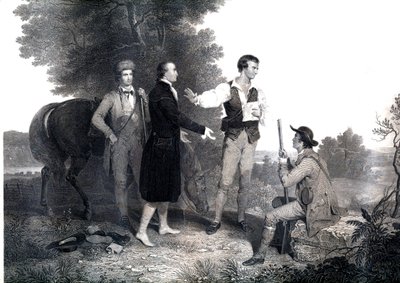 Die Gefangennahme des britischen Spions Major John Andre (Gravur) von Asher Brown (after) Durand