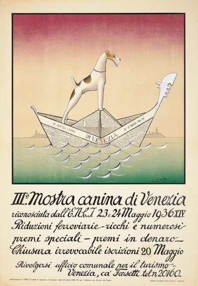 Plakat, das eine Hundeschau in Venedig bewirbt von Astolfo De Maria