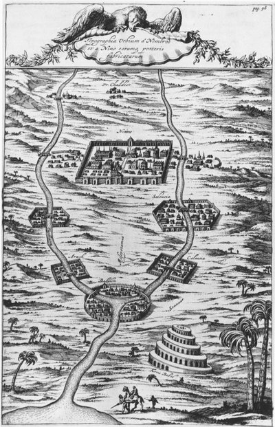 Mesopotamien, der Tigris und Euphrat - in „Tirris Babel“, von Athanasie Kirecheri S.J., Amsterdam von Athanasius Kircher