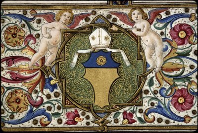 Missel de Thomas James: Detail der Waffen des Auftraggebers, „D